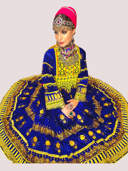 Blue/Gold Vintage Kuchi Dress