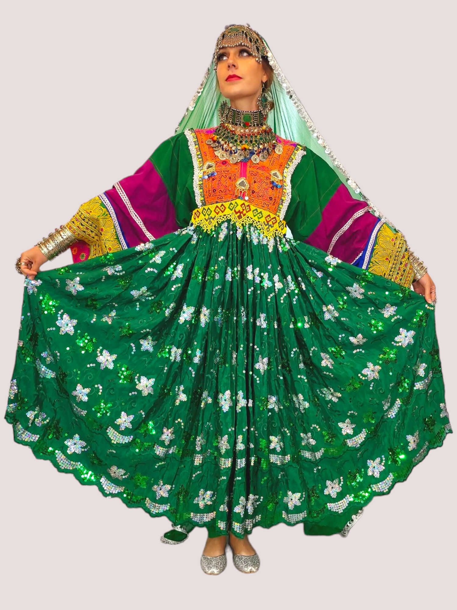 Sequin Green Kuchi Dress