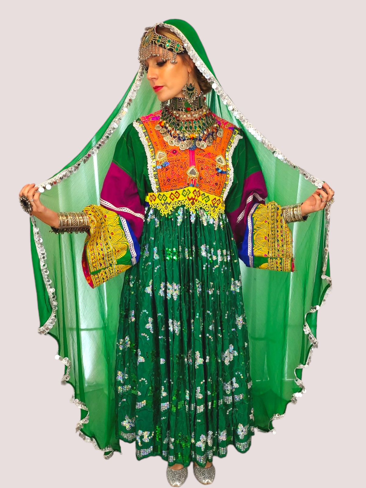 Sequin Green Kuchi Dress