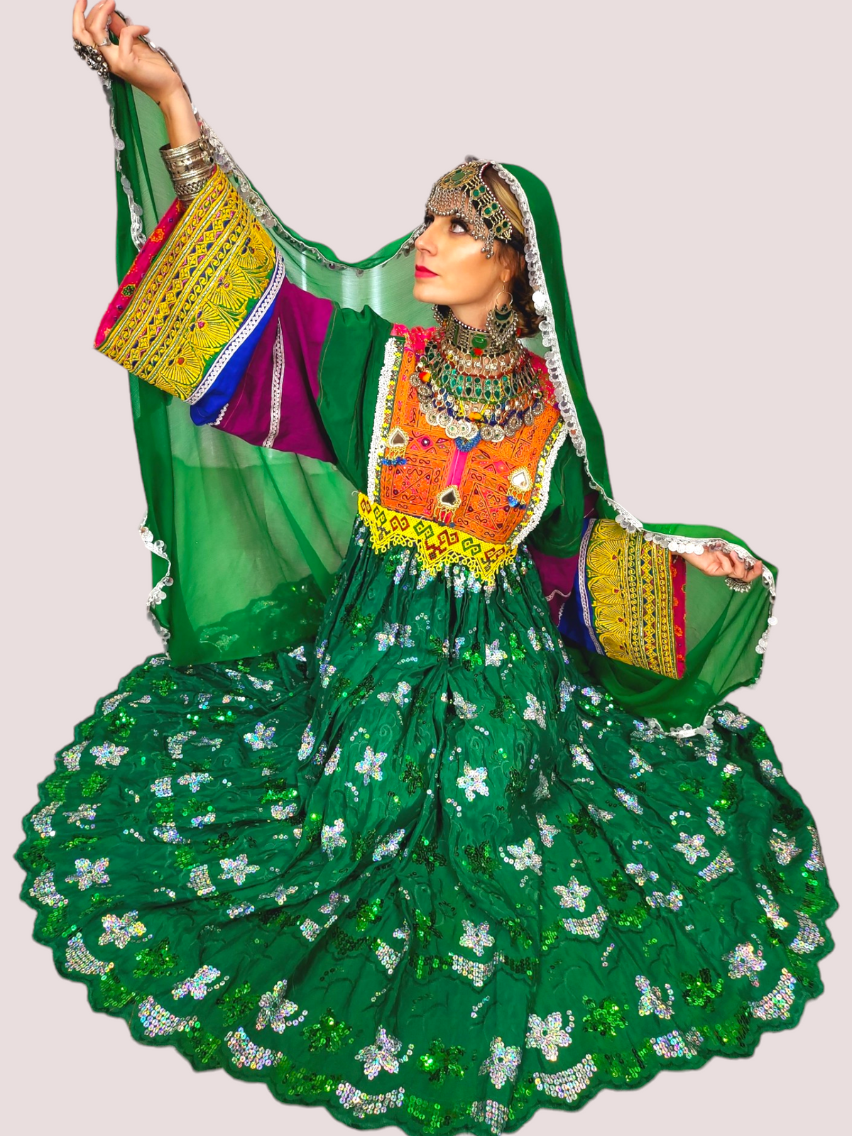 Sequin Green Kuchi Dress
