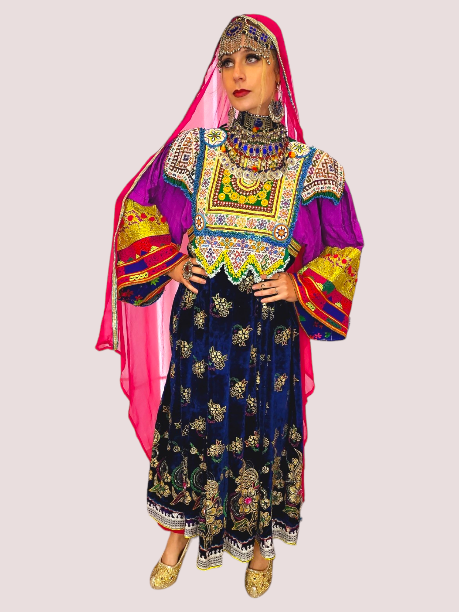 Blue Zari Bakhmal Kuchi Dress