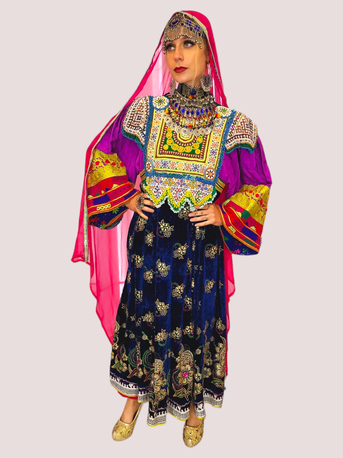 Blue Zari Bakhmal Kuchi Dress