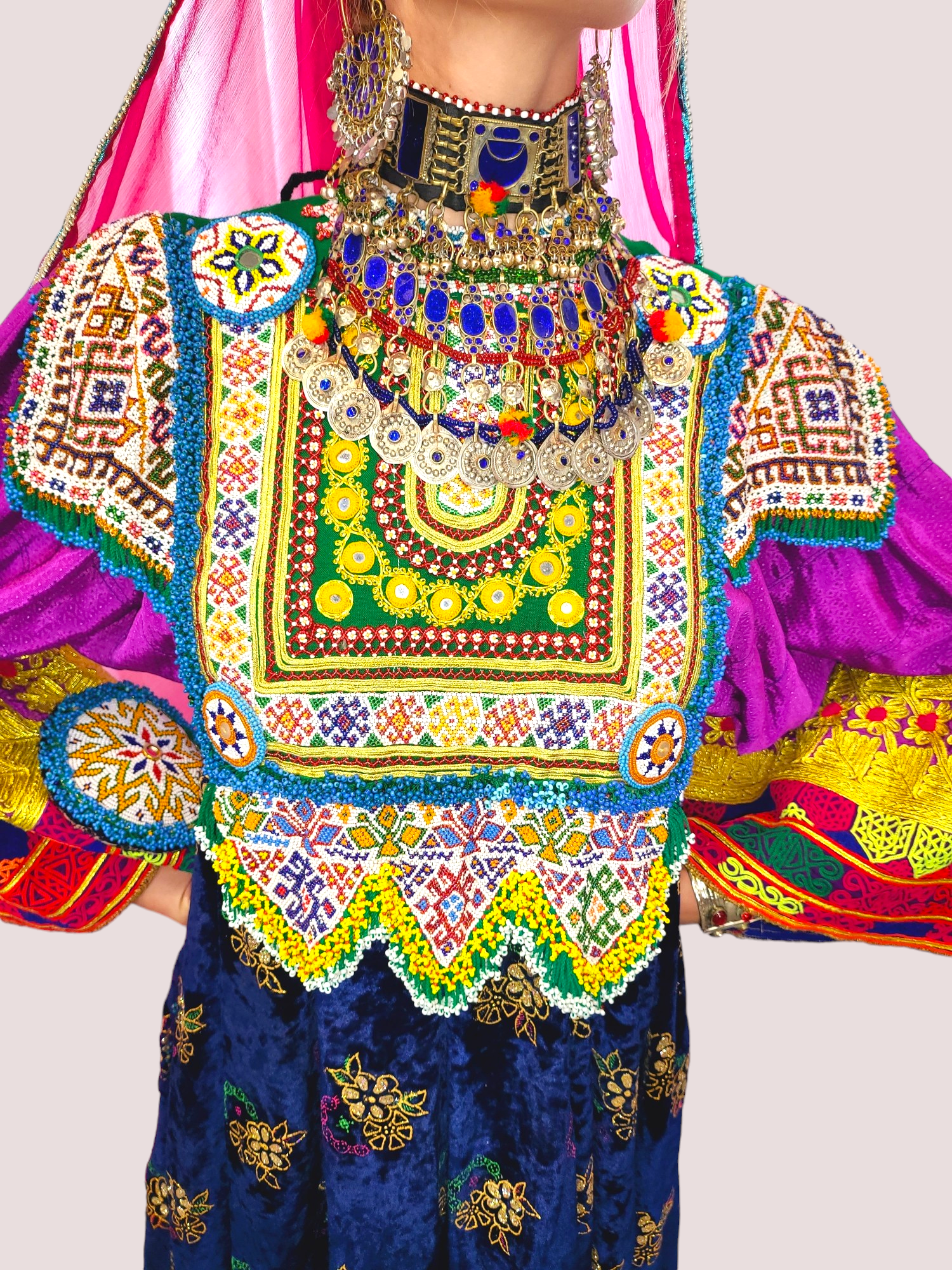 Blue Zari Bakhmal Kuchi Dress