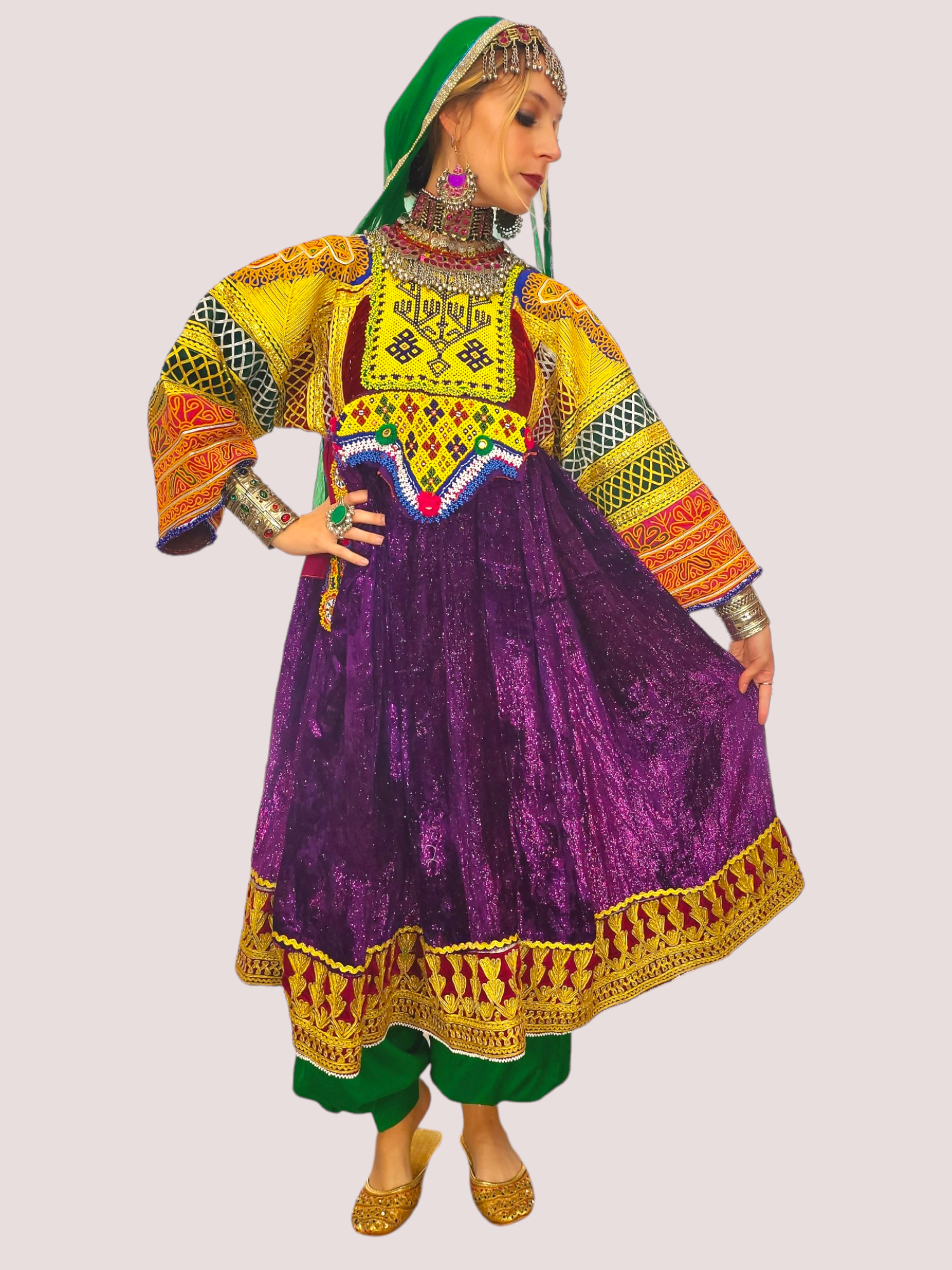 Pink Zari Bakhmal Kuchi Dress