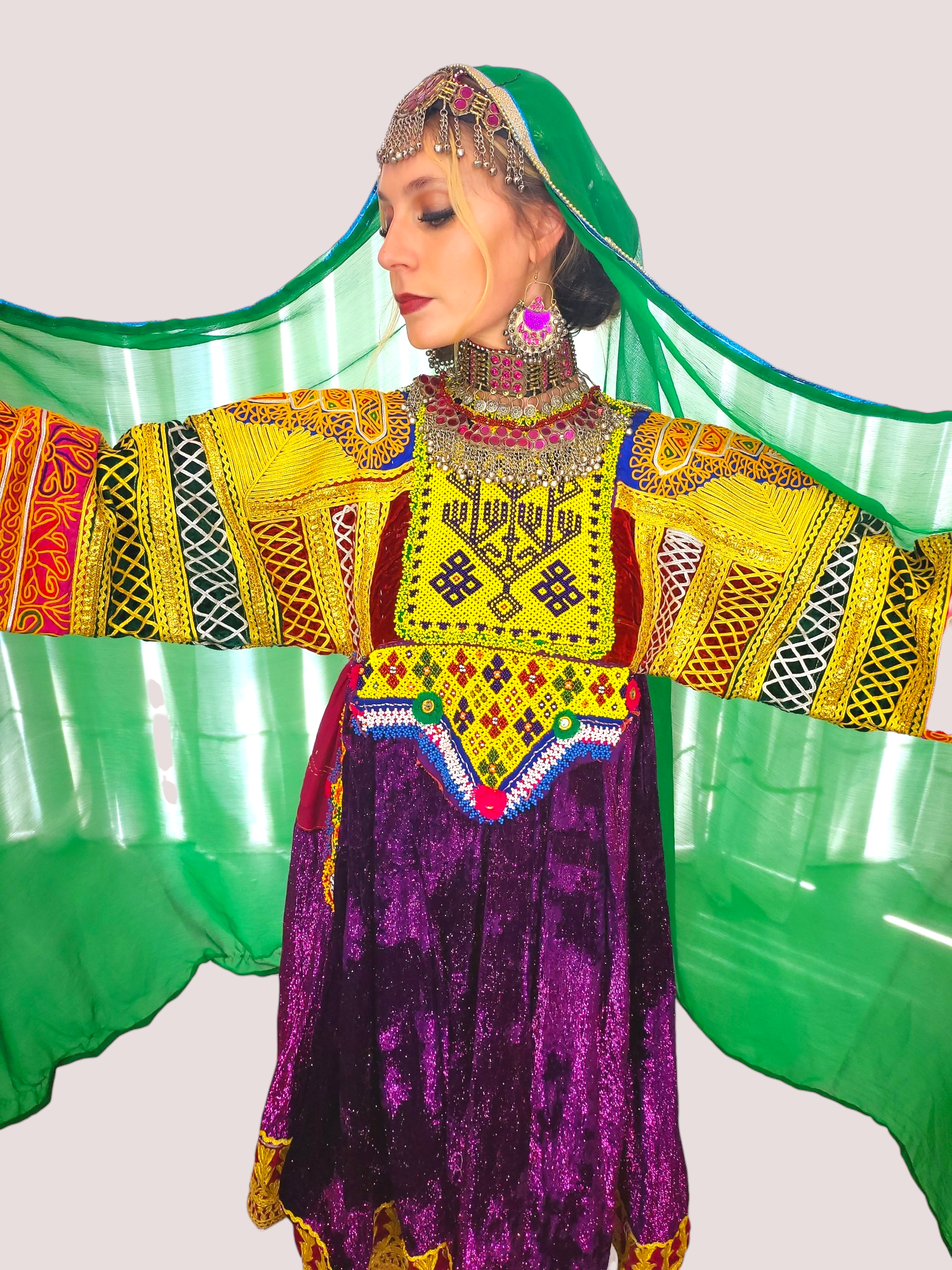 Pink Zari Bakhmal Kuchi Dress