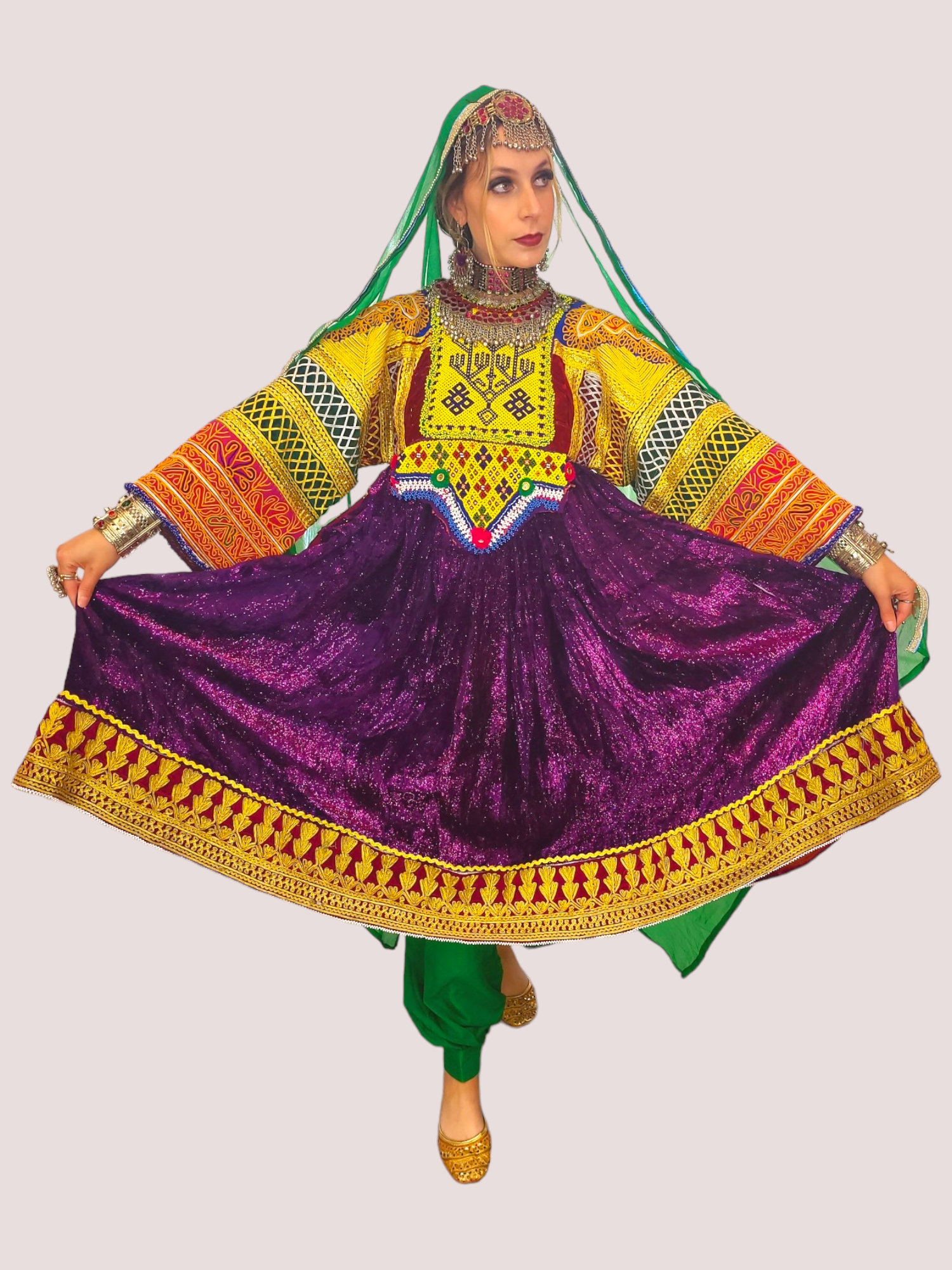 Pink Zari Bakhmal Kuchi Dress