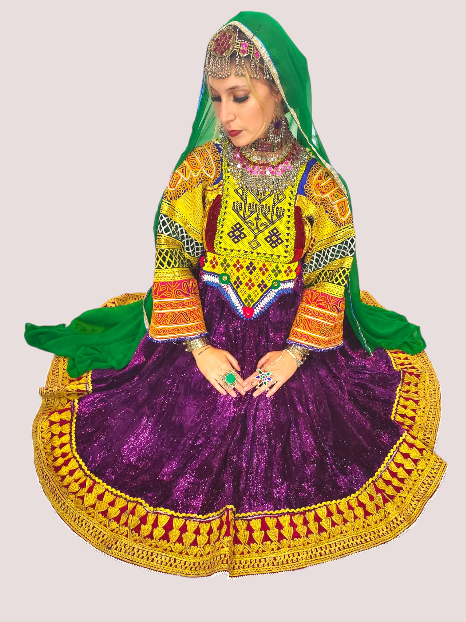 Pink Zari Bakhmal Kuchi Dress