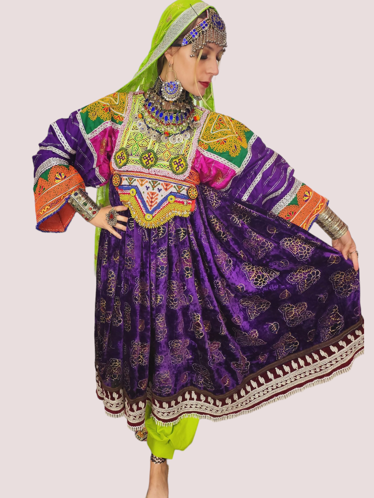 Banjani Zari Bakhmal Kuchi Dress