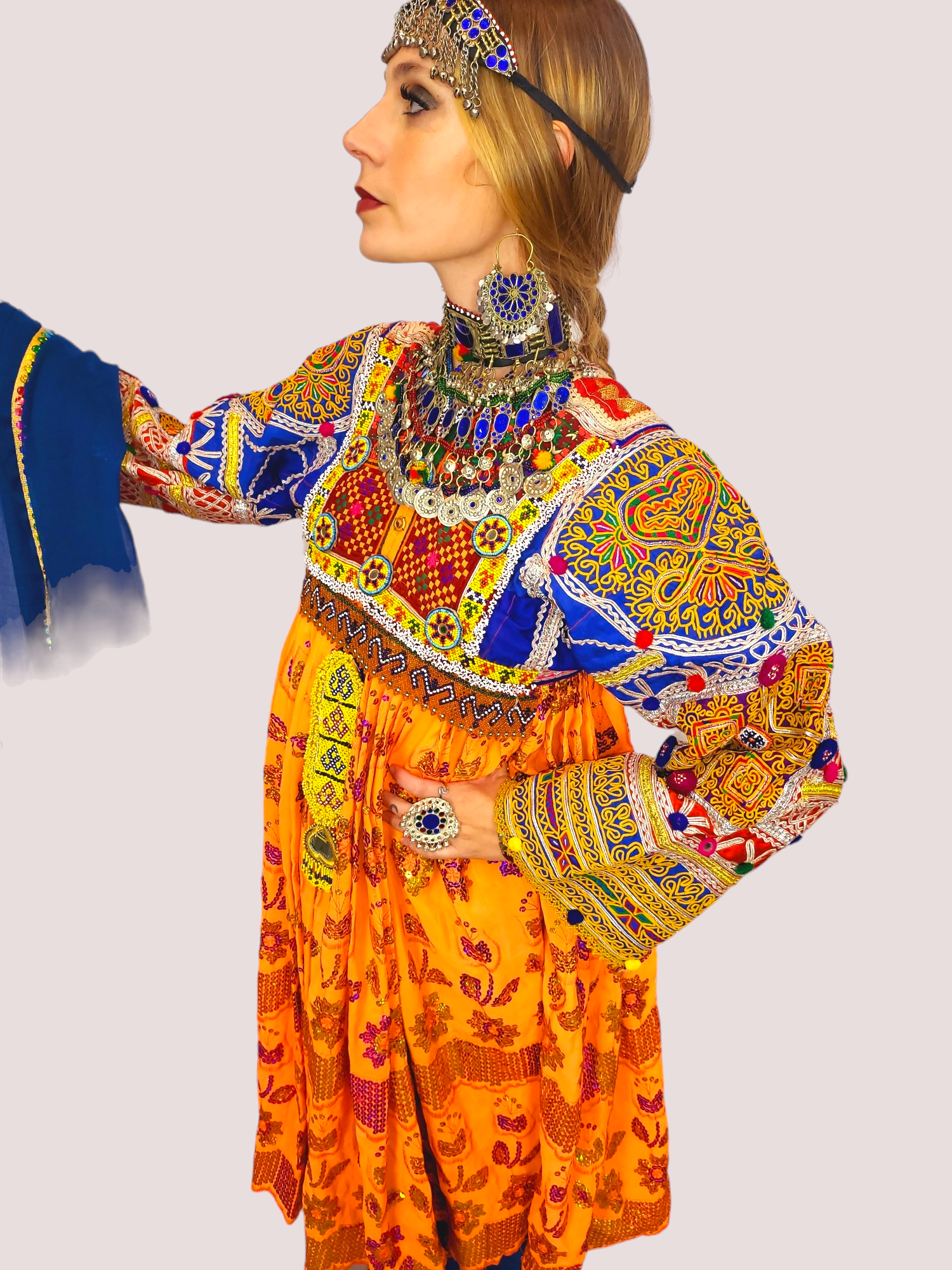 Orange sequin Kuchi Dress