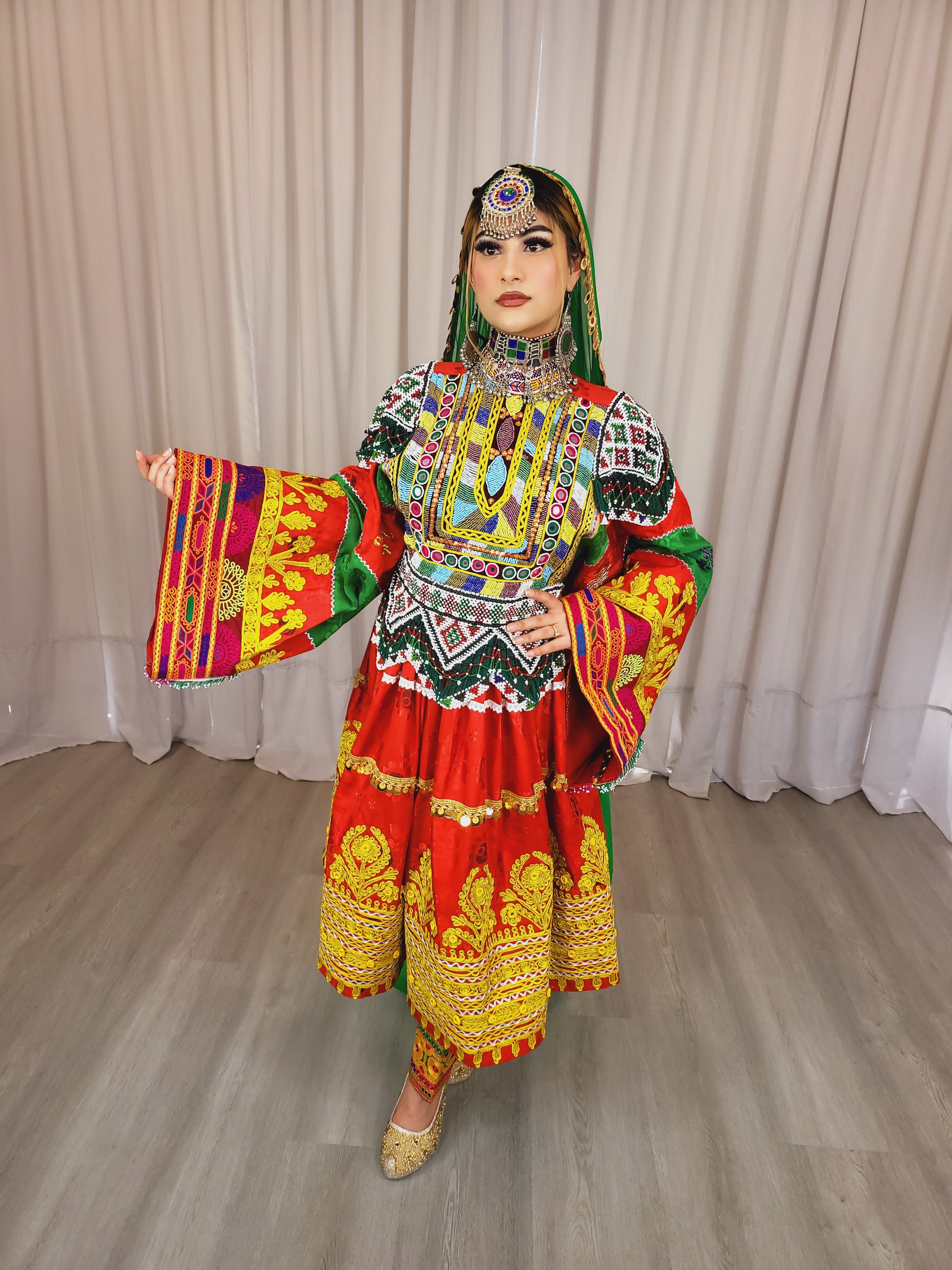 Red Gule Bakhmal Dress