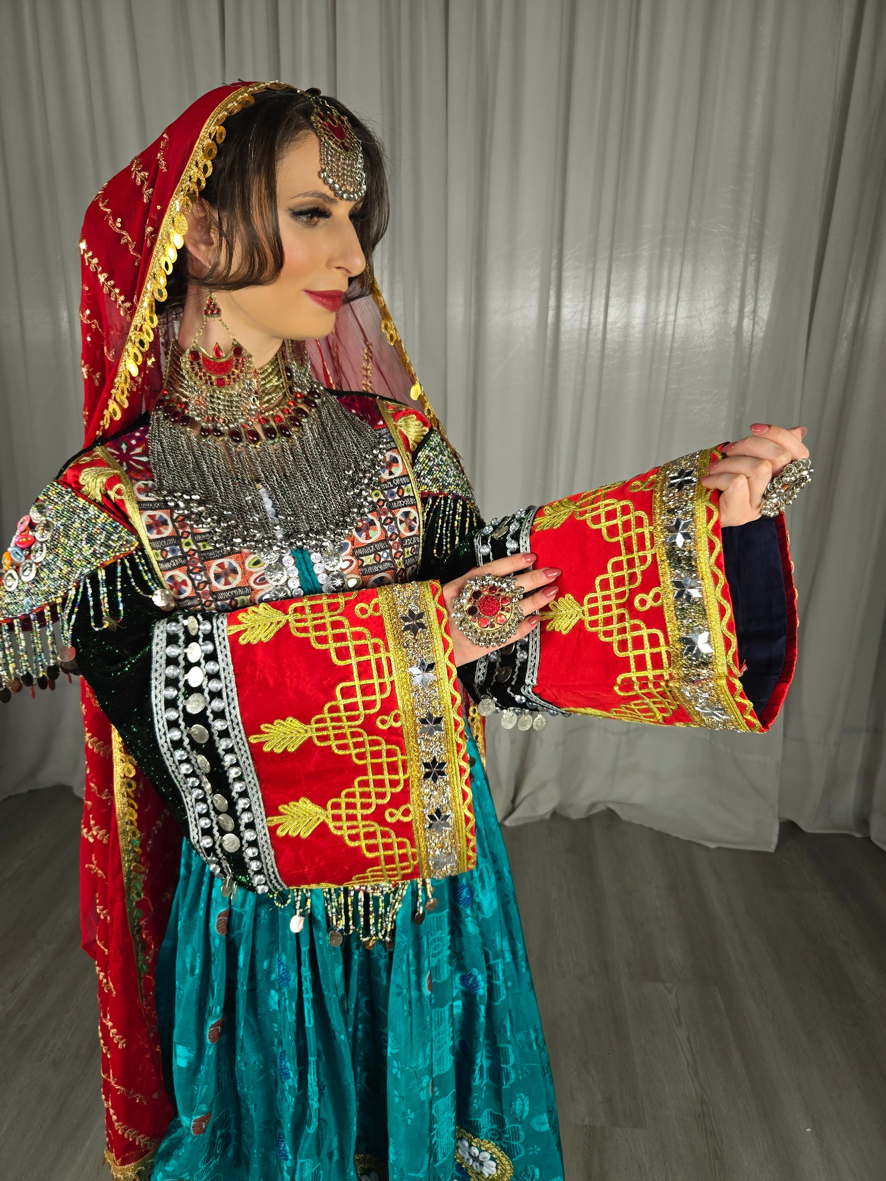 Turquoise Gule Bakhmal Dress