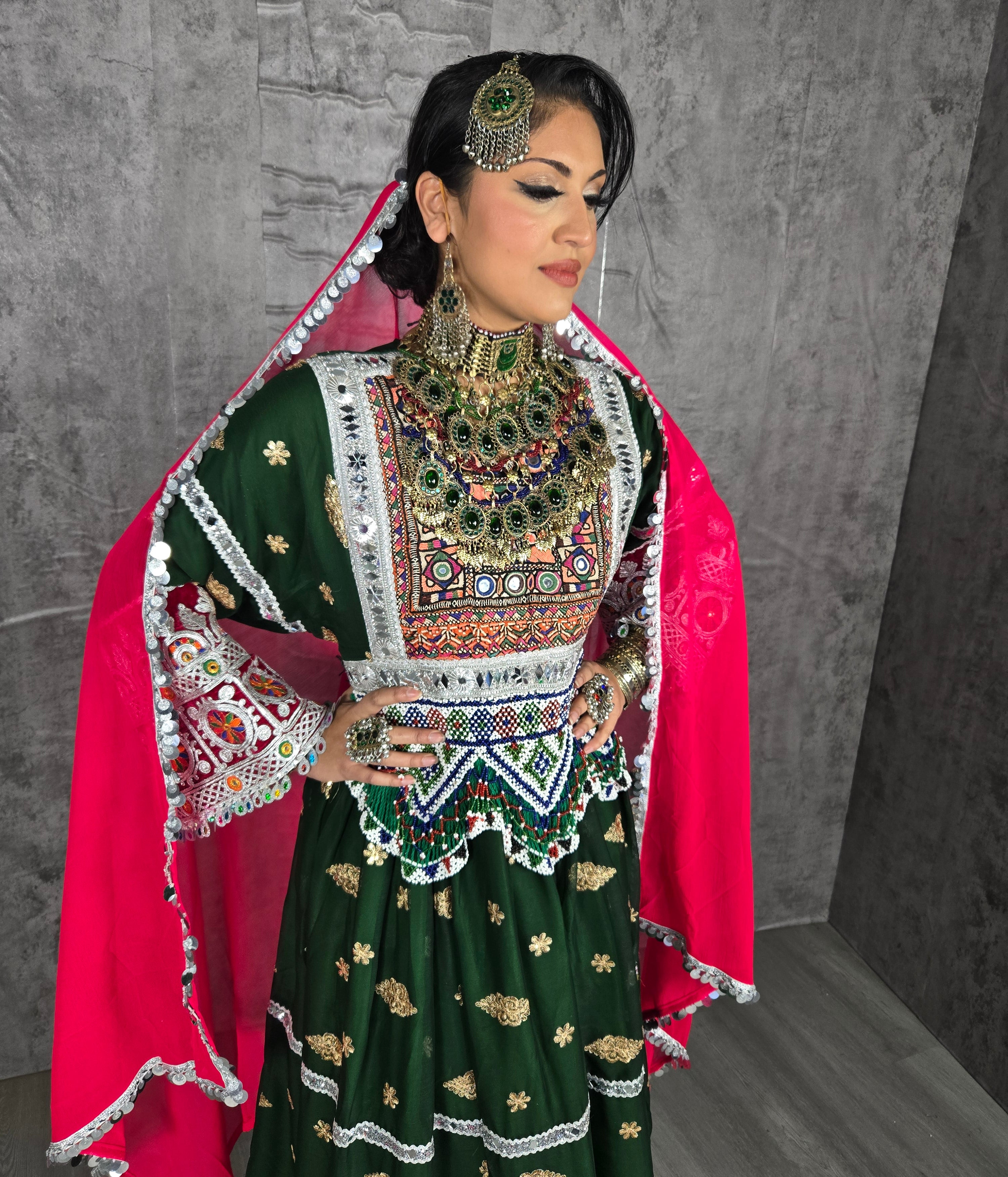 Green Chiffon Khaal Dress