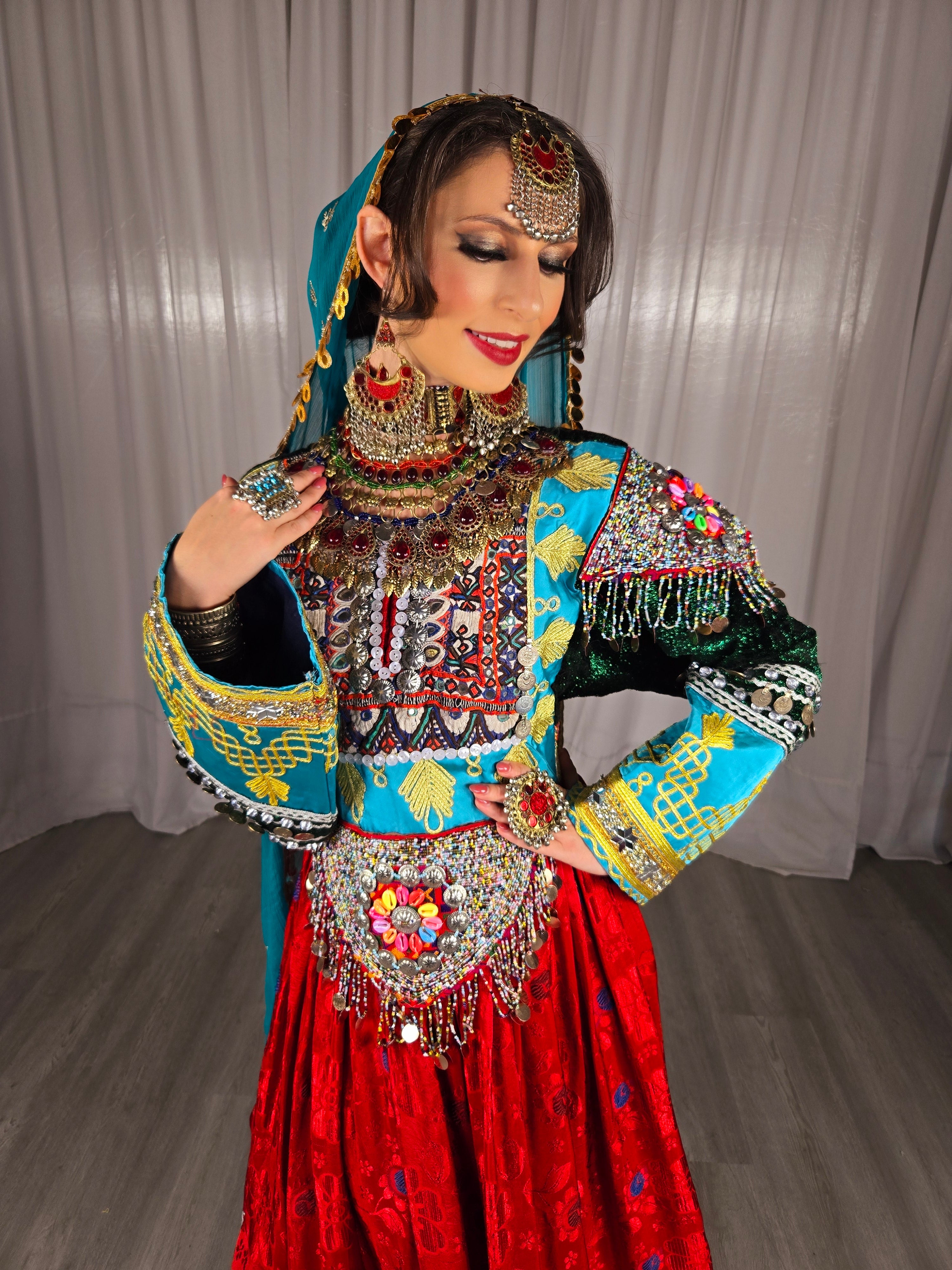 Red Gule Bakhmal Dress