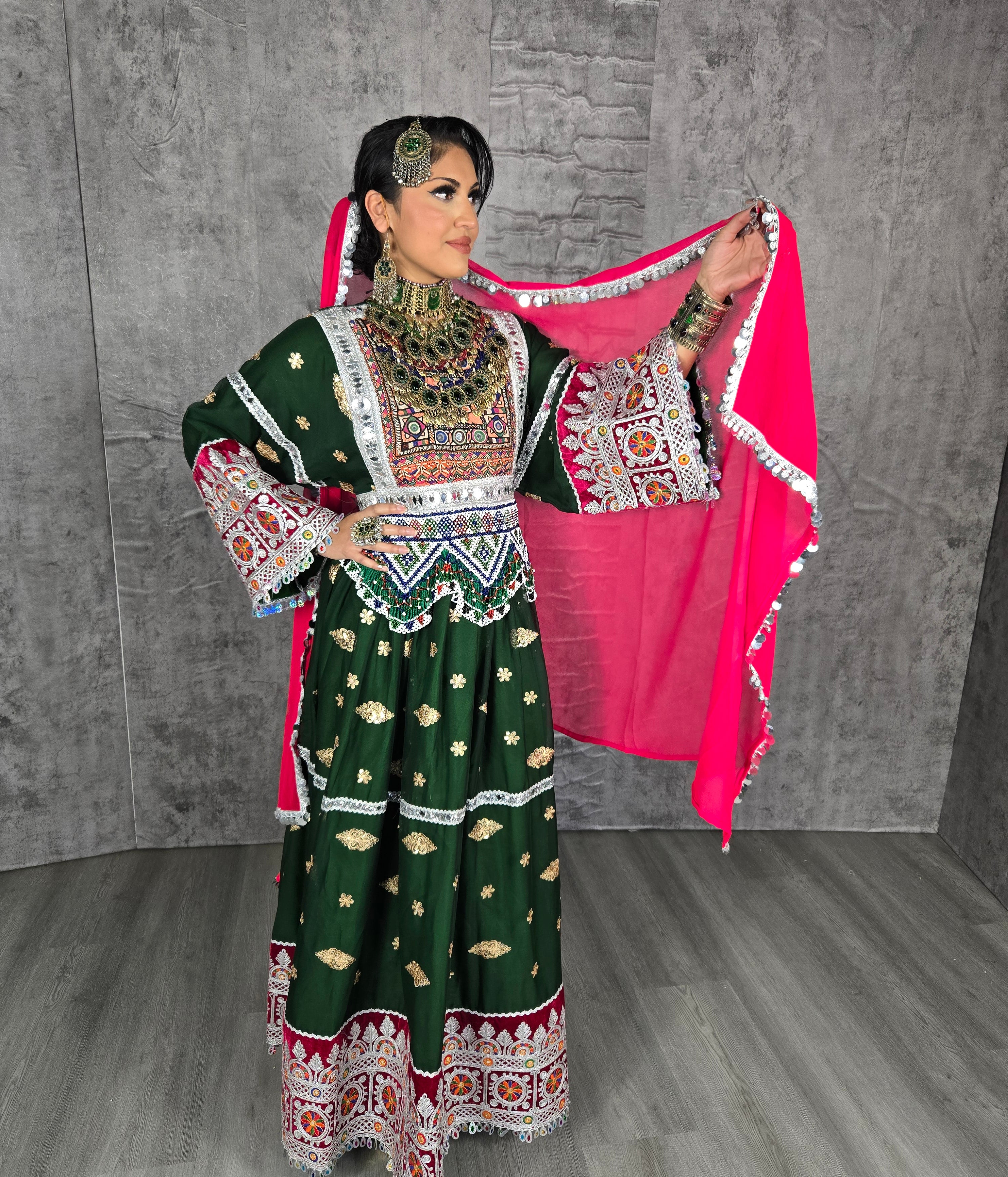 Green Chiffon Khaal Dress