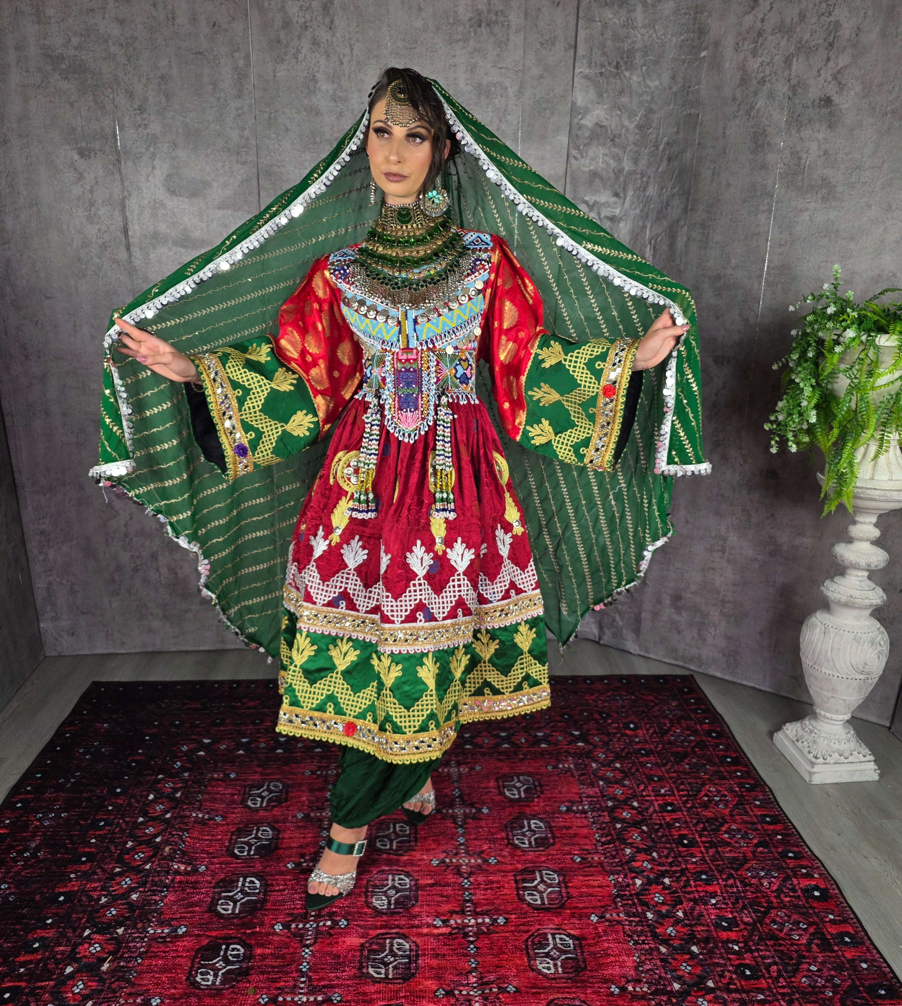 Red/Green Cherma Dress