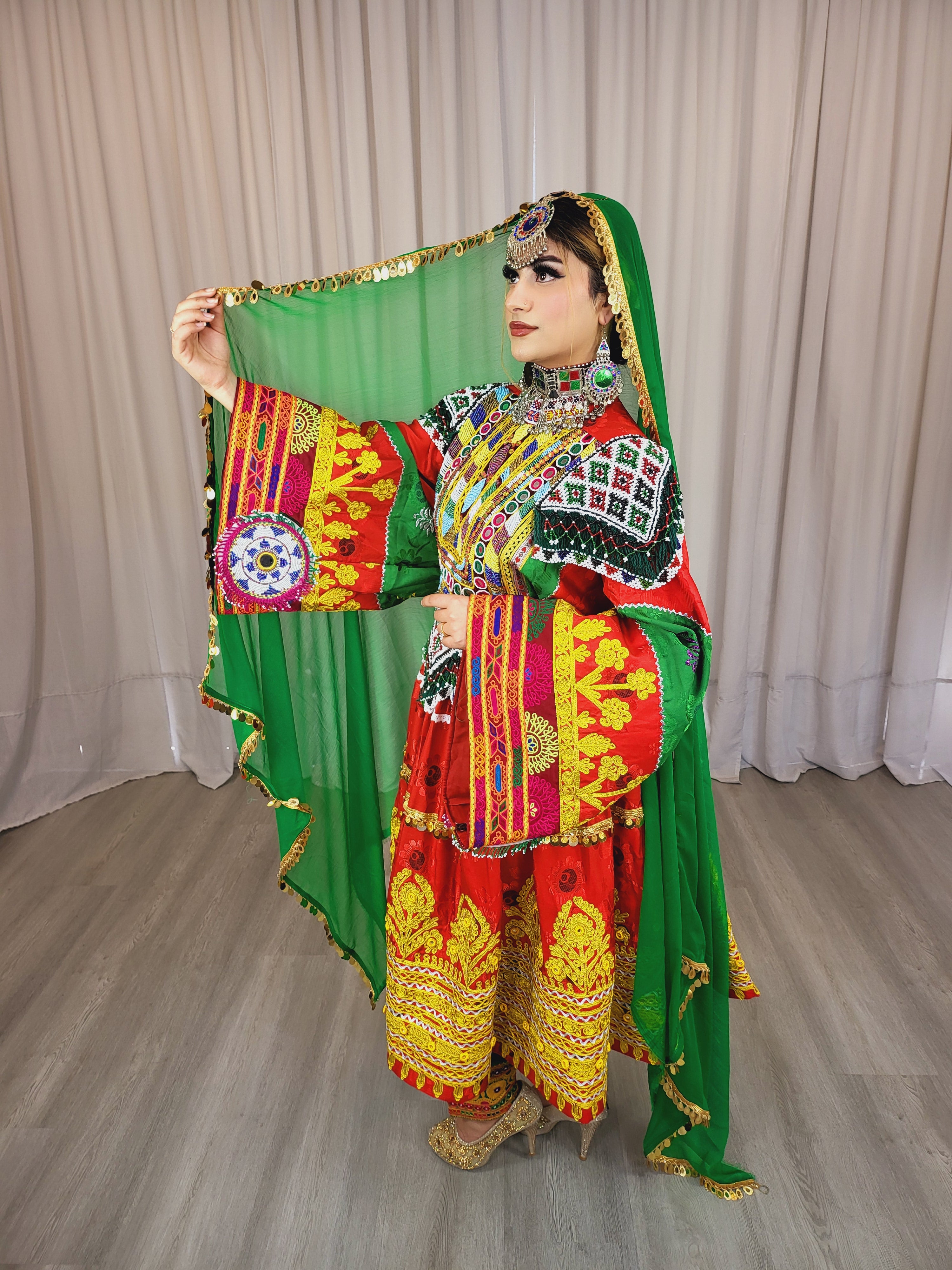 Red Gule Bakhmal Dress