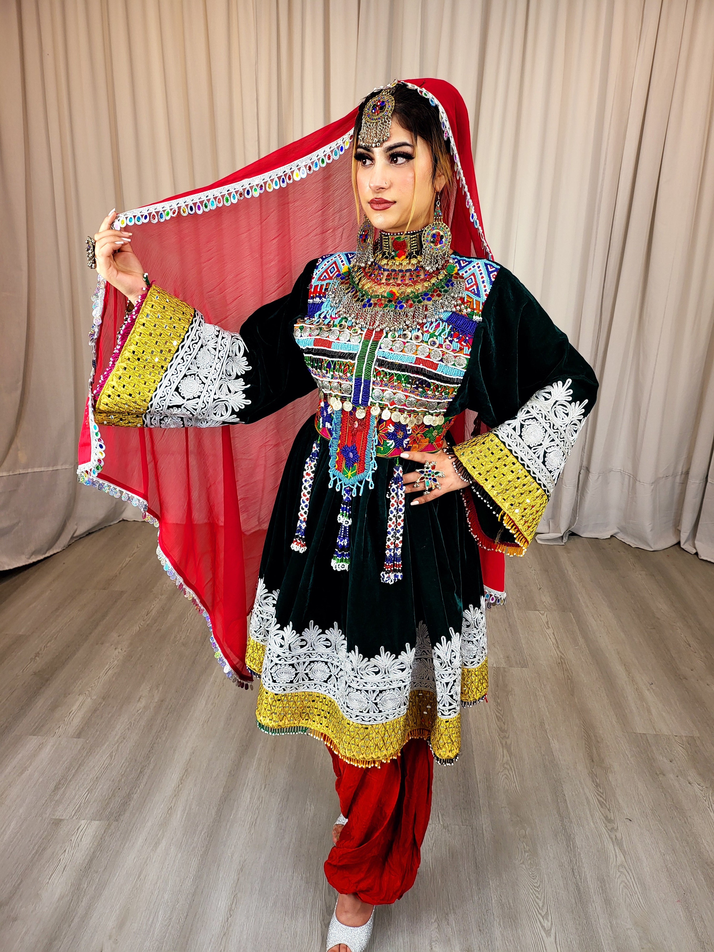 Sabz Velvet Gand Dress