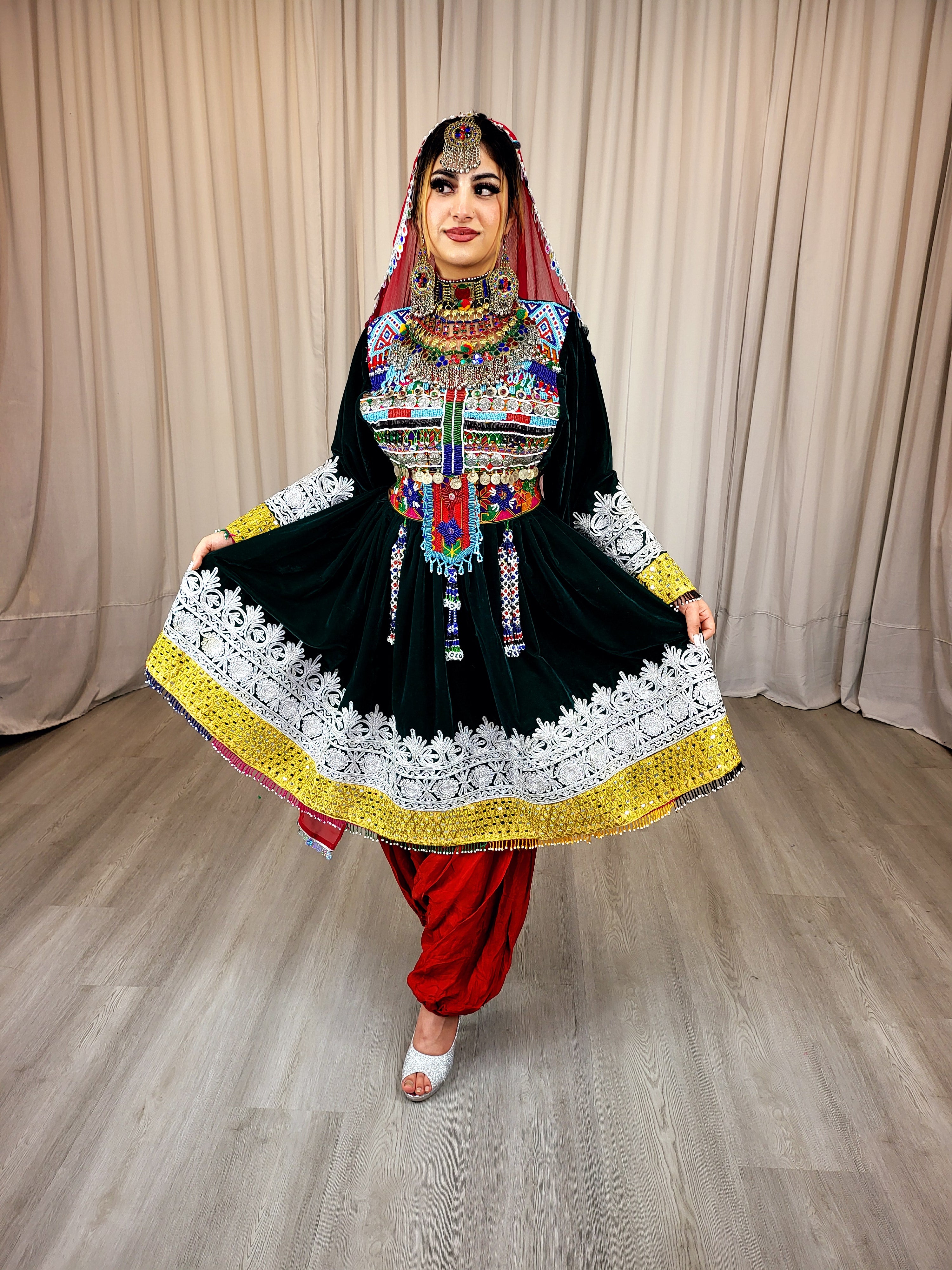 Sabz Velvet Gand Dress