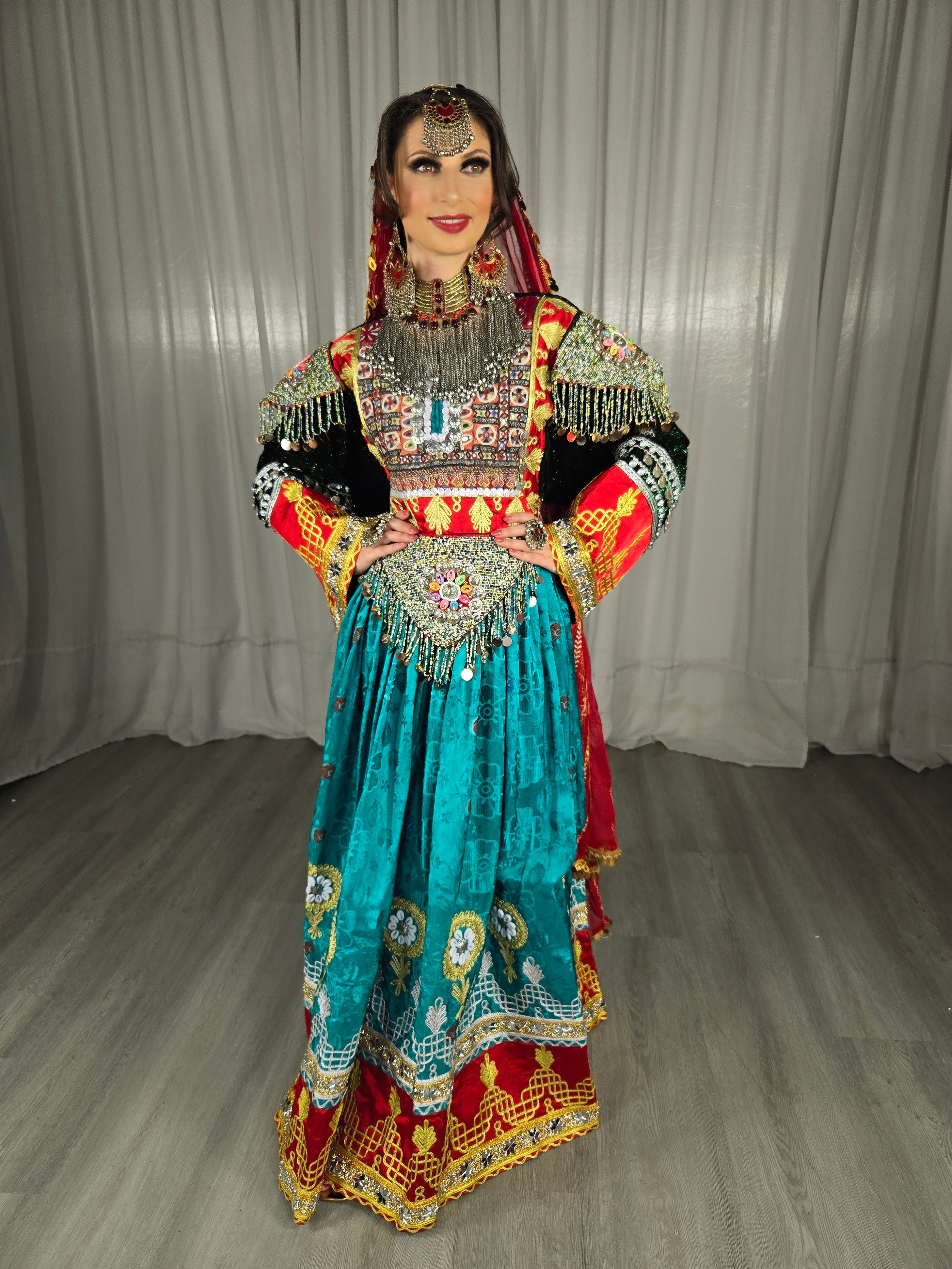 Turquoise Gule Bakhmal Dress