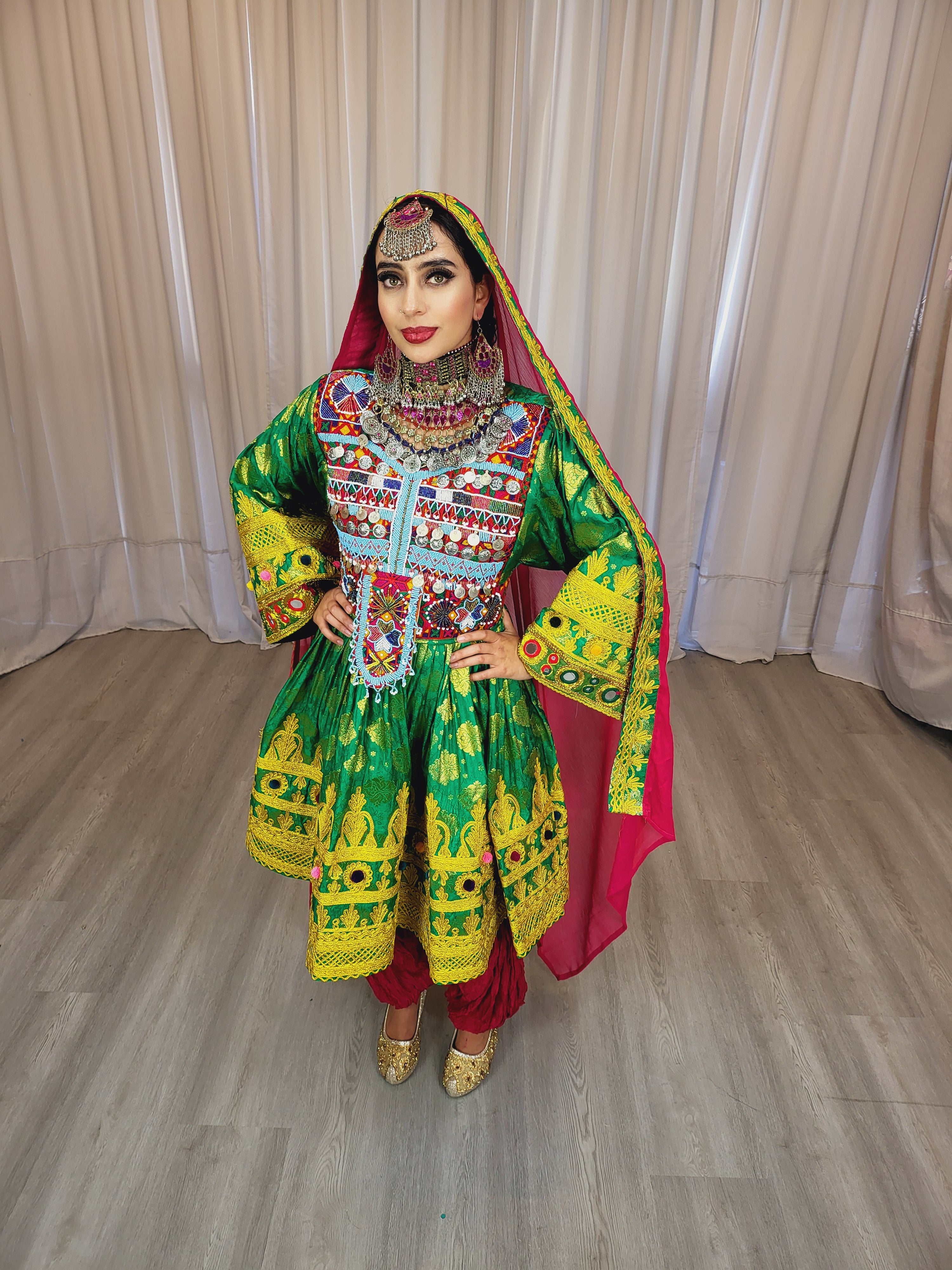 Green Banaras Cherma Dozi Dress