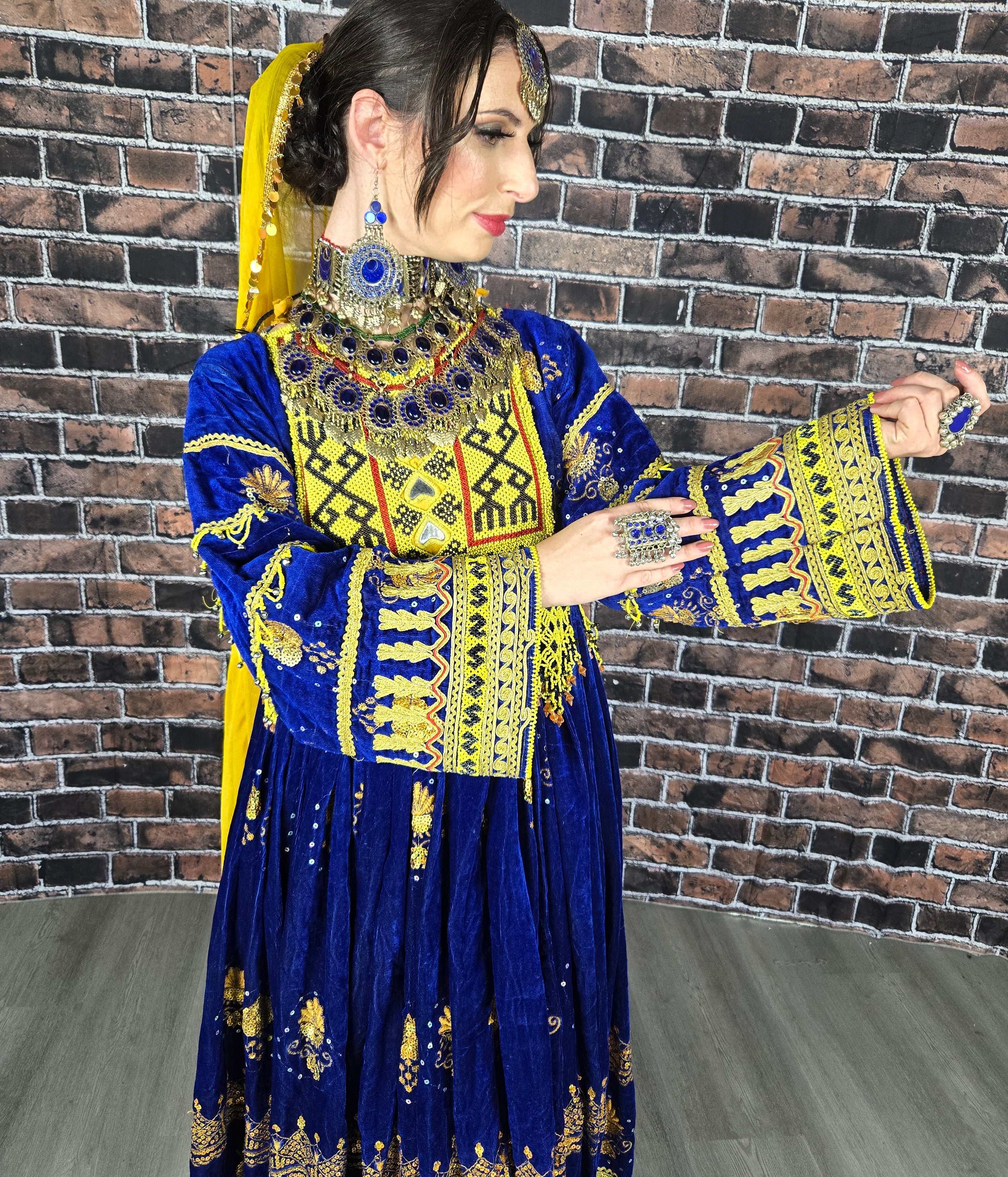 Blue Zari Bakhmal Dress