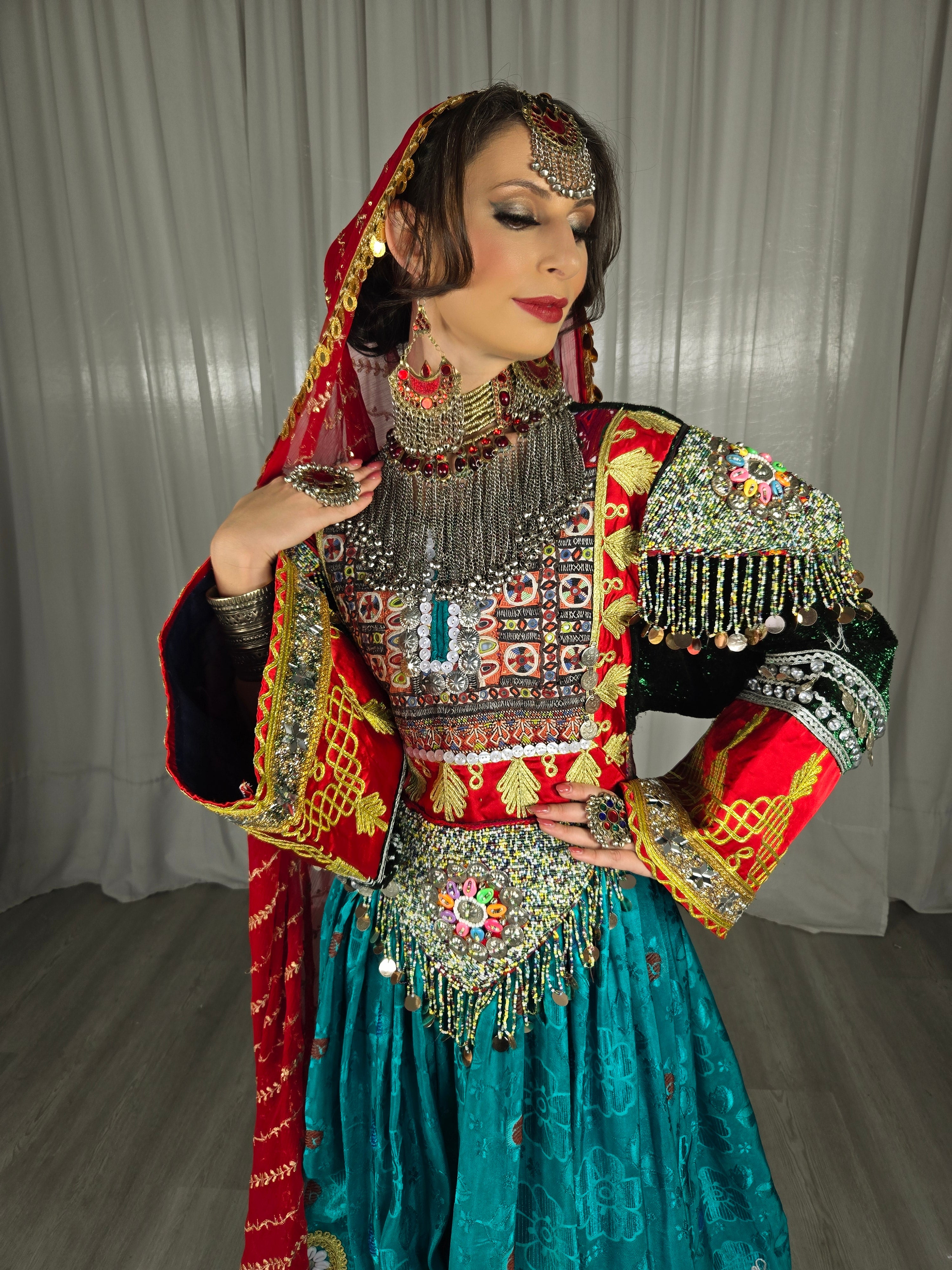 Turquoise Gule Bakhmal Dress