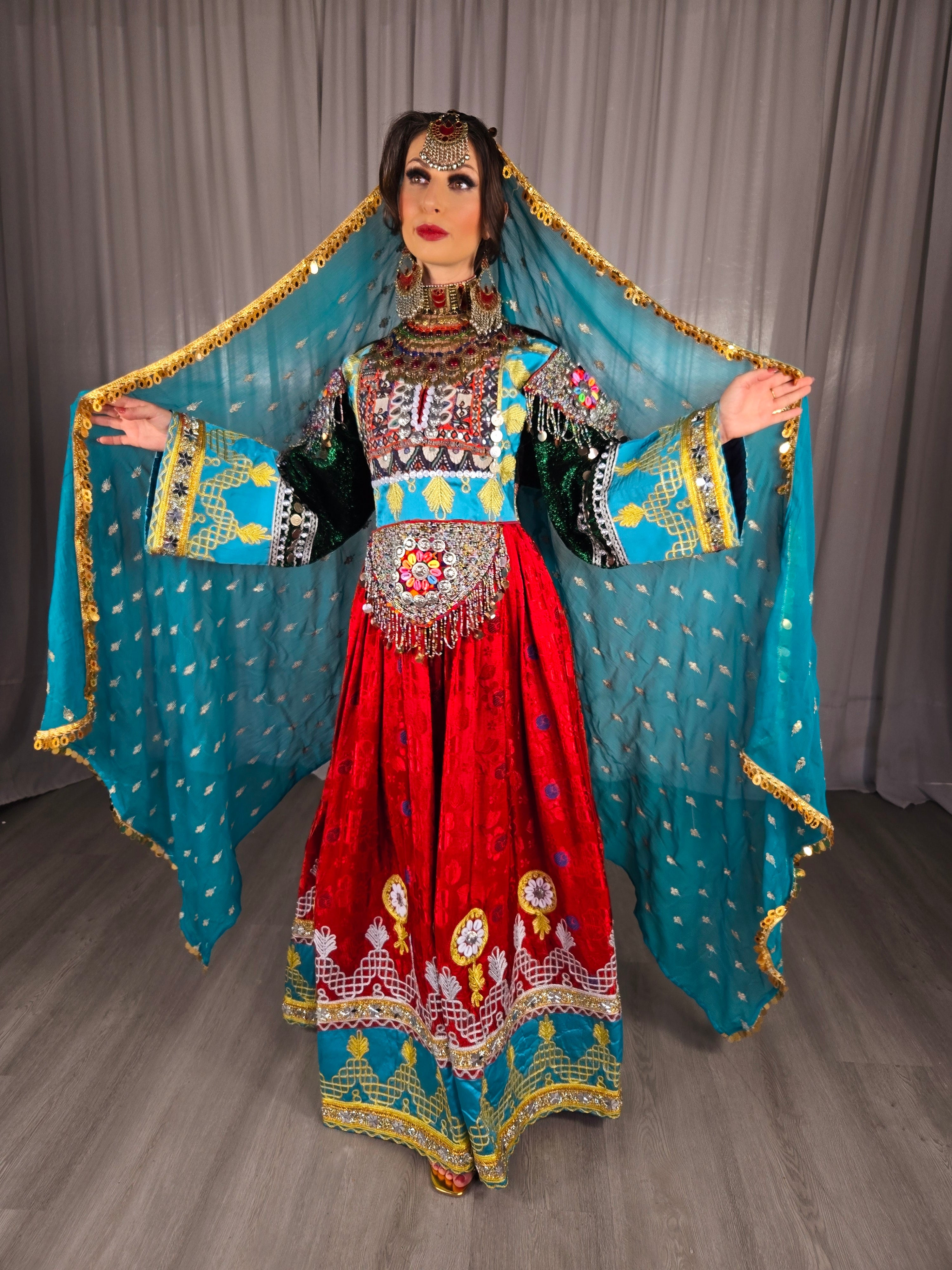 Red Gule Bakhmal Dress