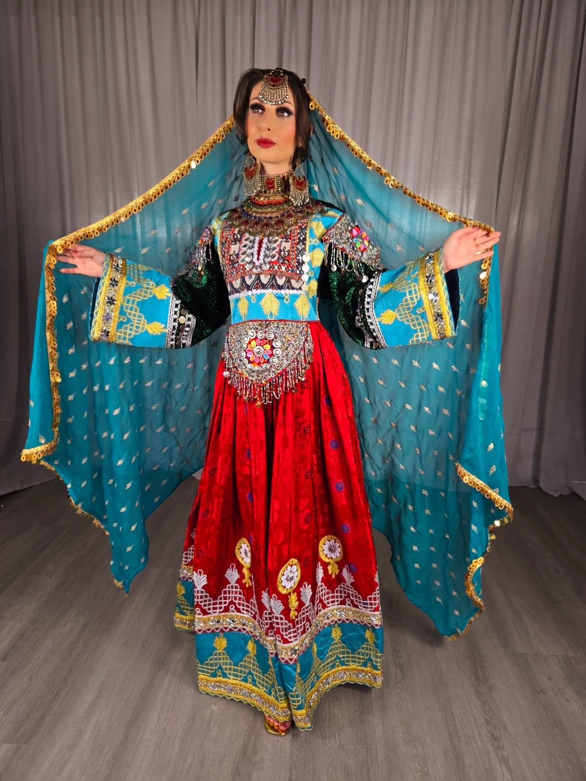 Red Gule Bakhmal Dress