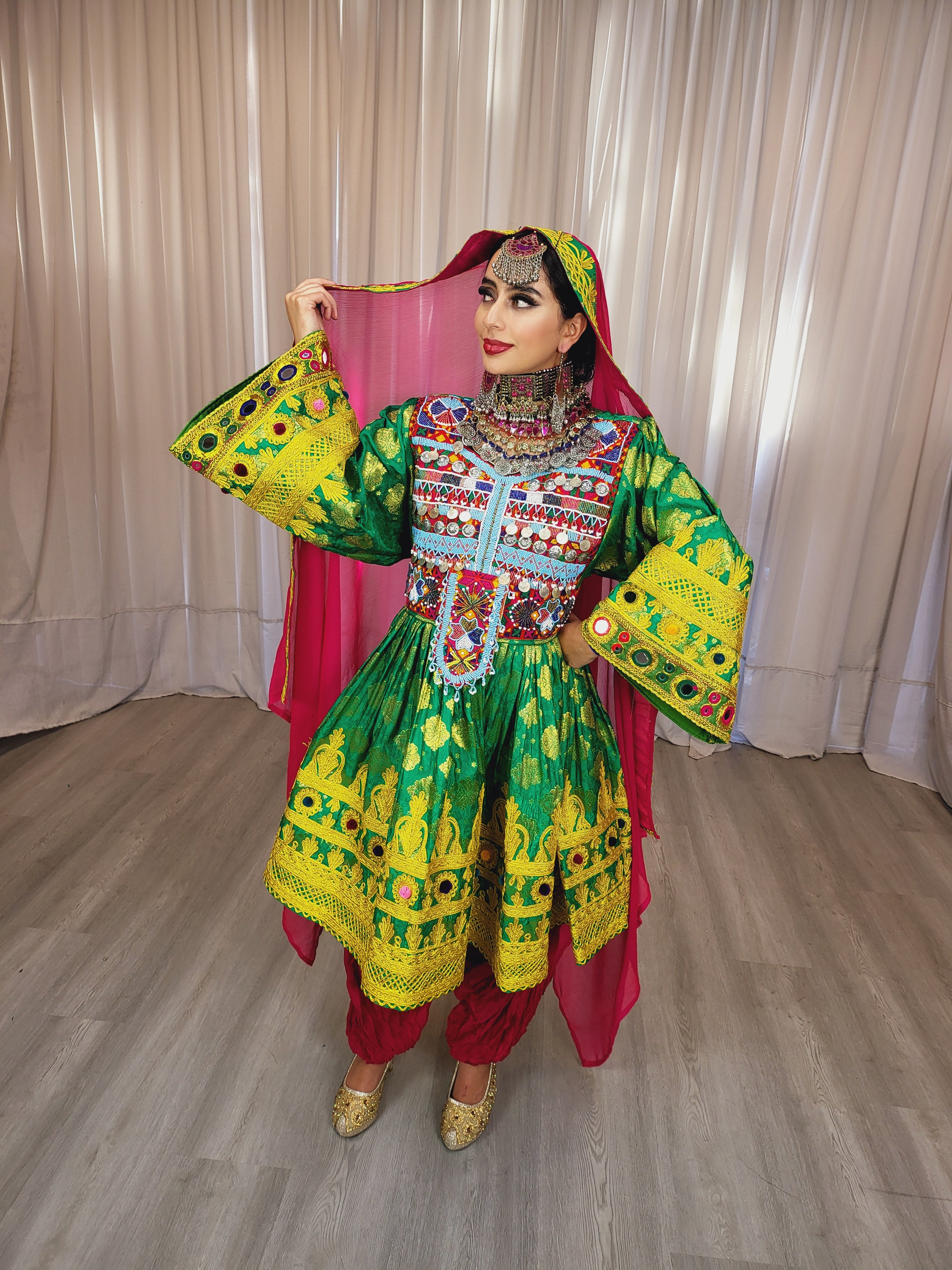 Green Banaras Cherma Dozi Dress