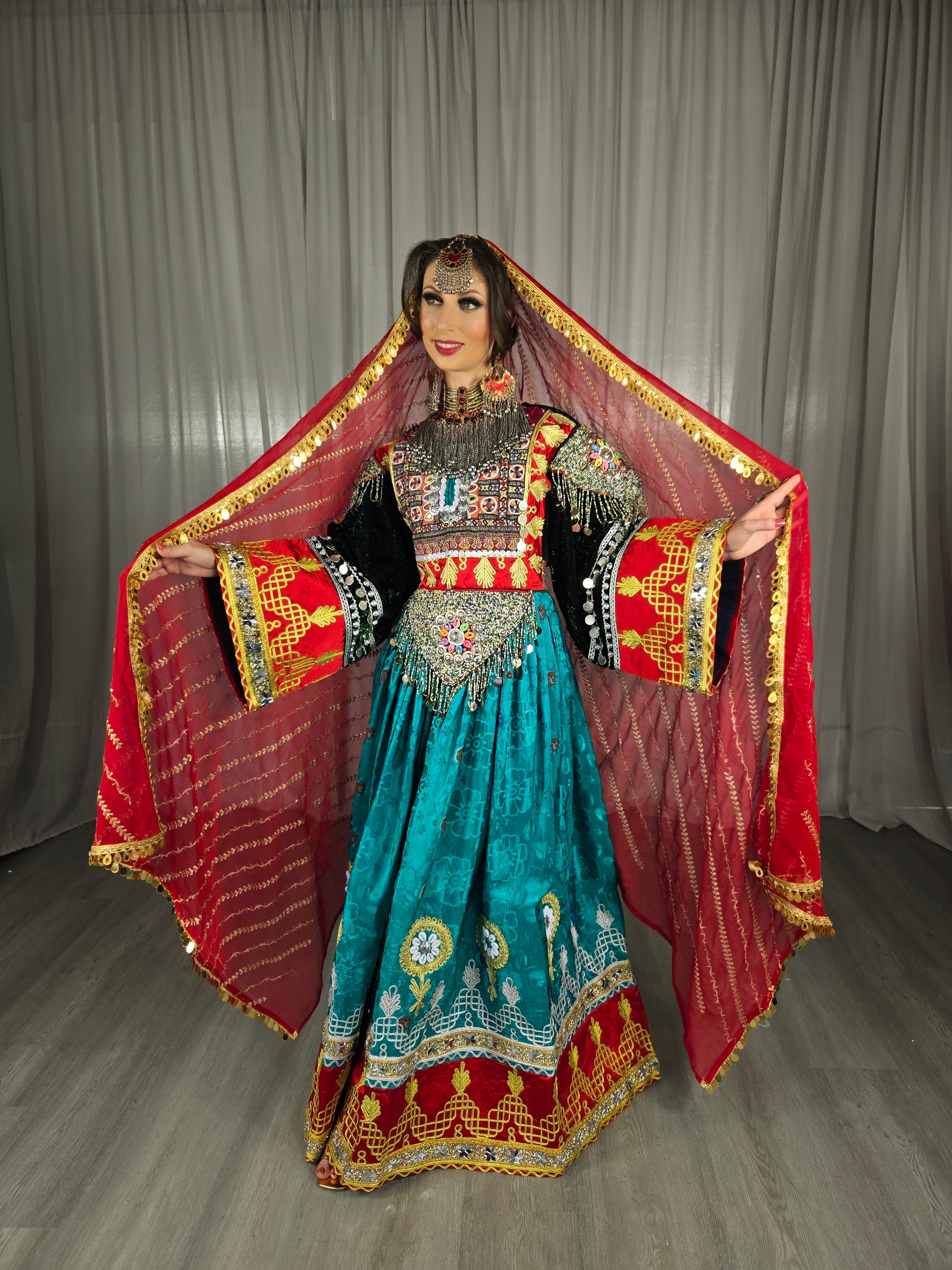 Turquoise Gule Bakhmal Dress