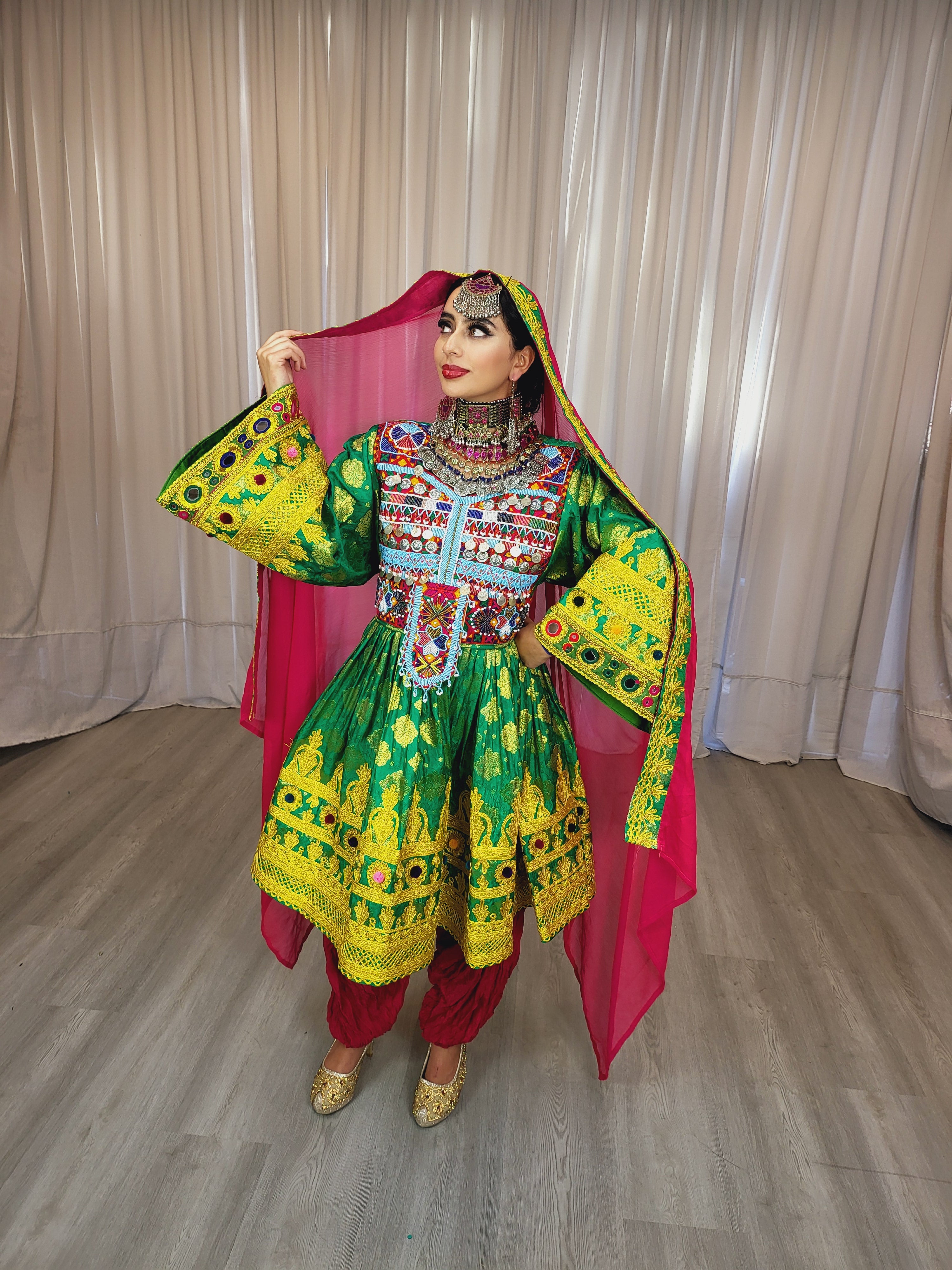 Green Banaras Cherma Dozi Dress