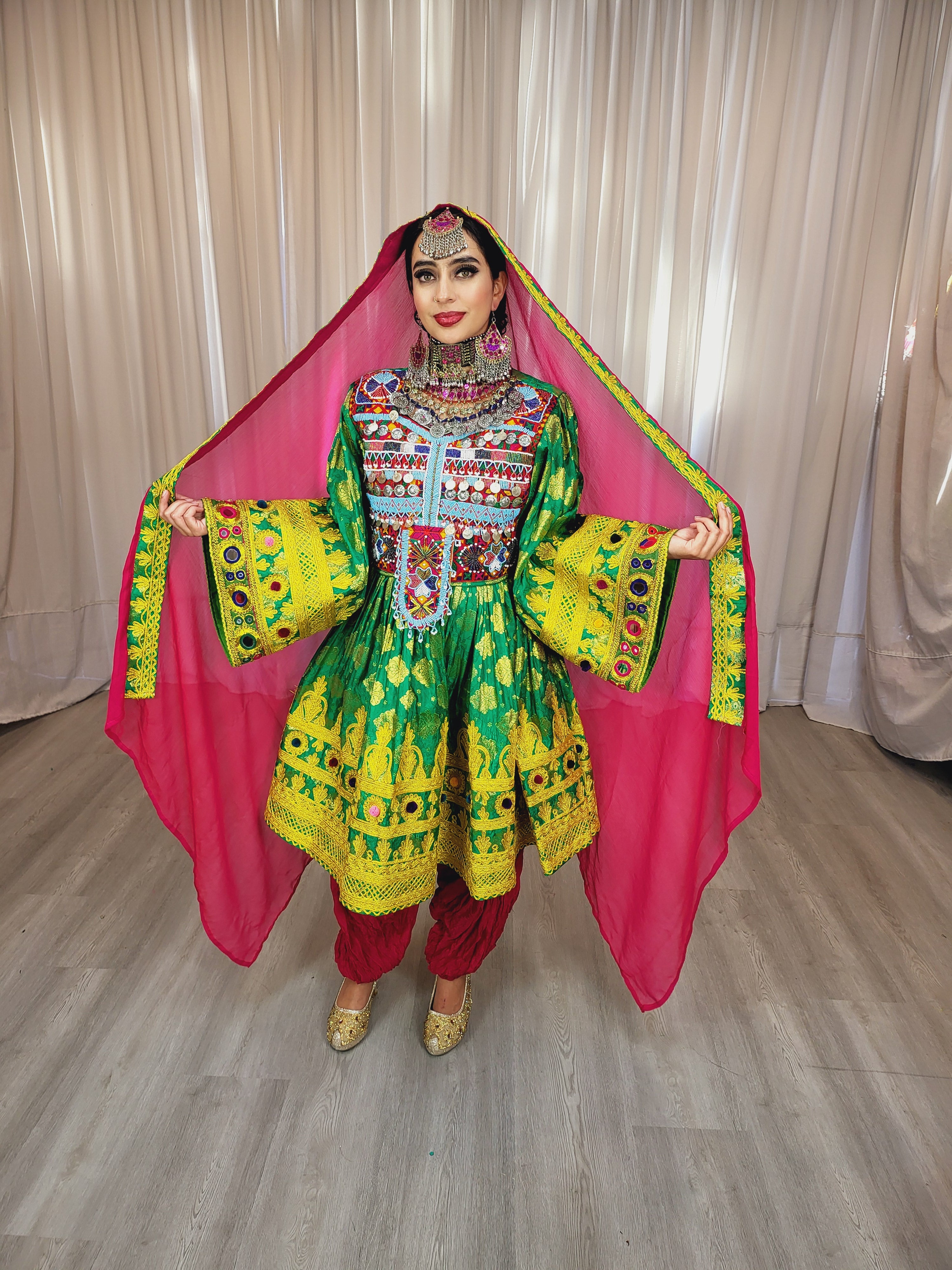 Green Banaras Cherma Dozi Dress
