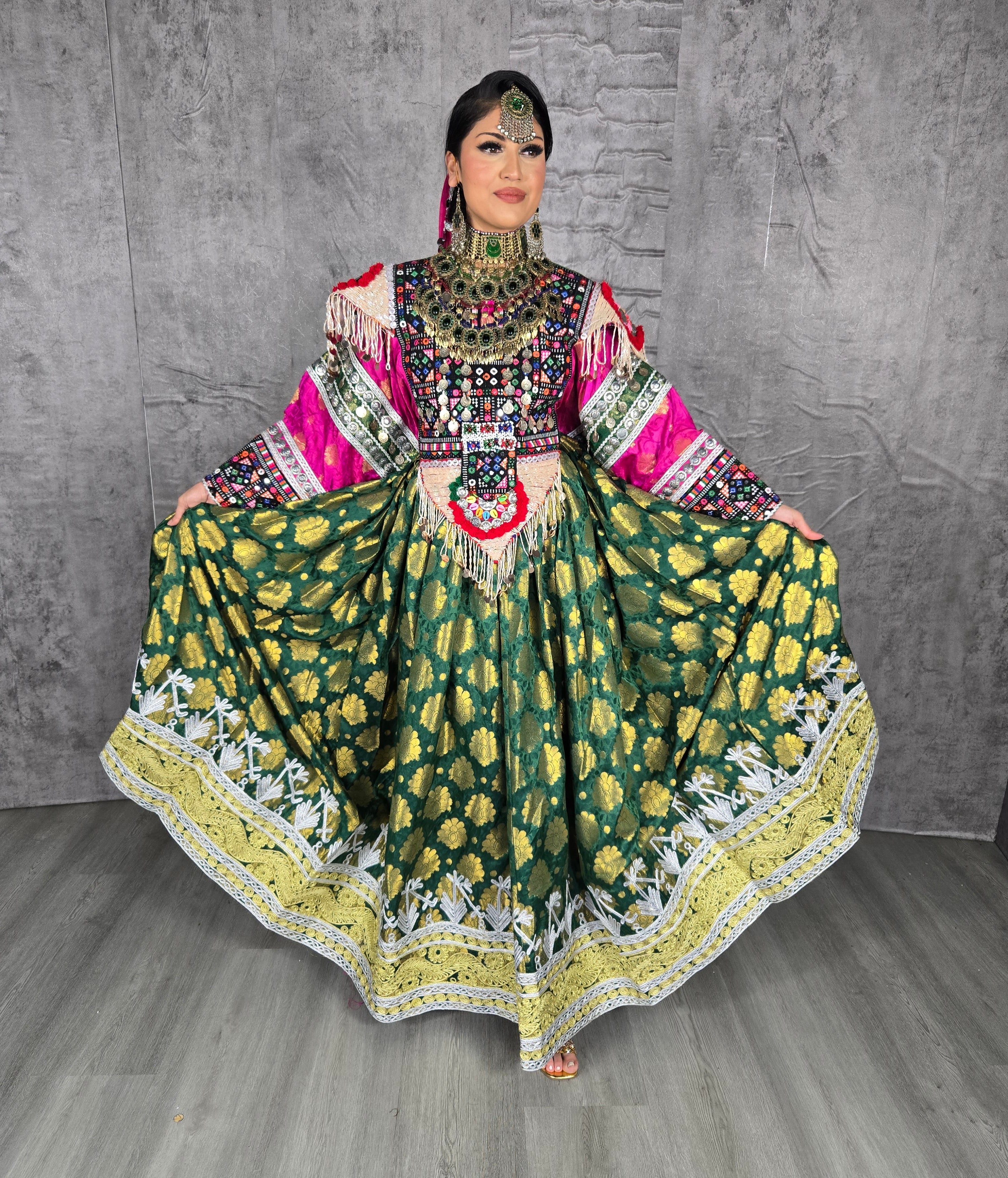 Dark Green Banaras Dress