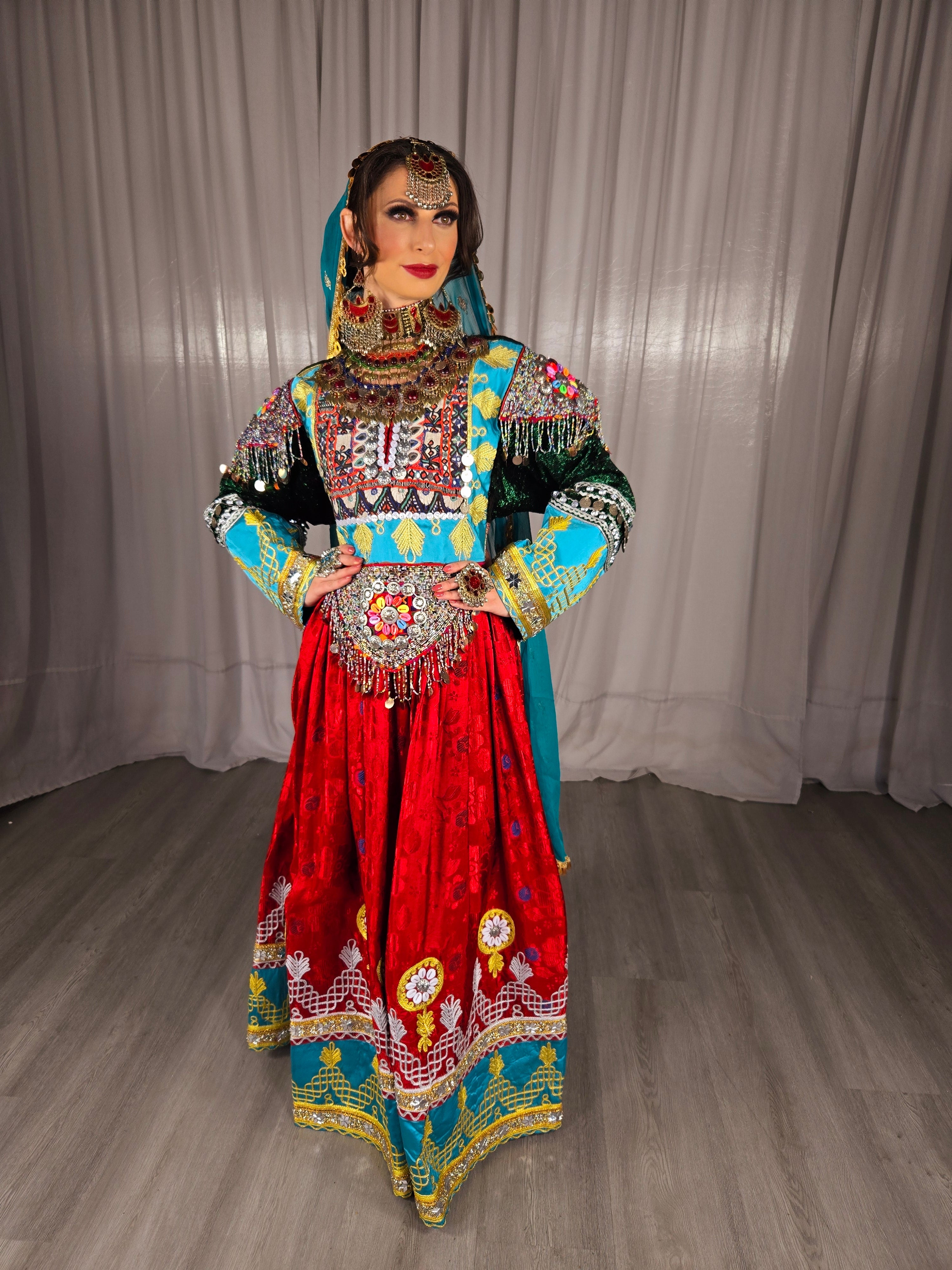 Red Gule Bakhmal Dress